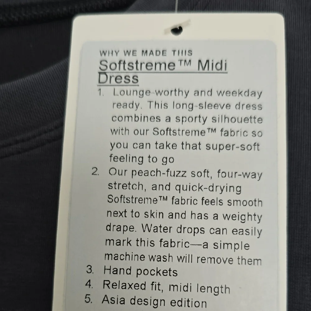 NWT LULULEMON Softstreme Midi Dress Black Size 4 - Picture 5 of 8
